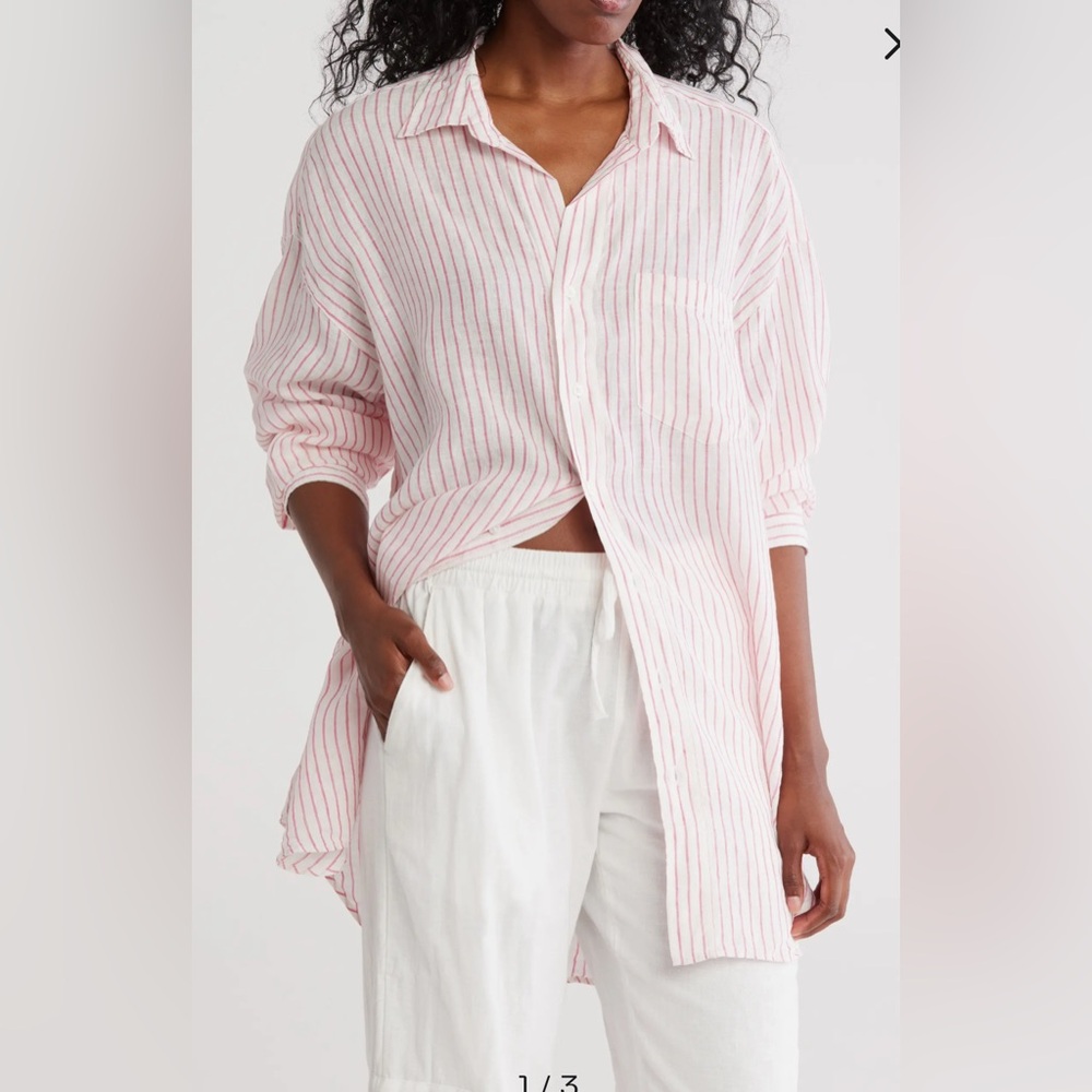 Frank & Eileen Mackenzie Stripe Oversize Button-Up Shirt